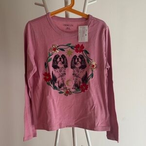 Crewcuts Pink Long Sleeve Tee with Dog Design